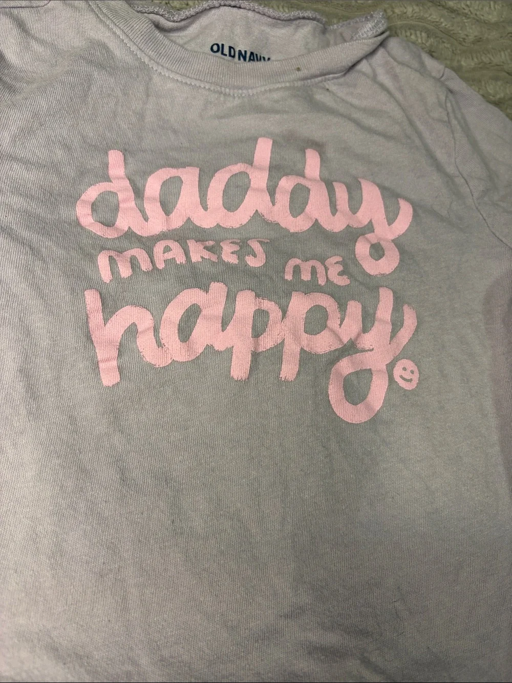 Old Navy Light Lavender Tee with Pink 'Daddy Makes Me Happy' Graphic
